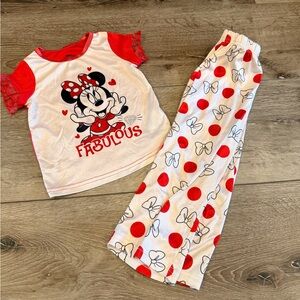 Disney Minnie Mouse Red and White Pajama Set. size 3t